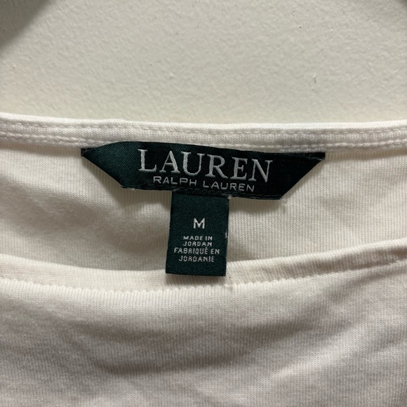 Lauren Ralph Lauren Medium Women's Color Block Blue and White Short Sleeve Top - Picture 3 of 6
